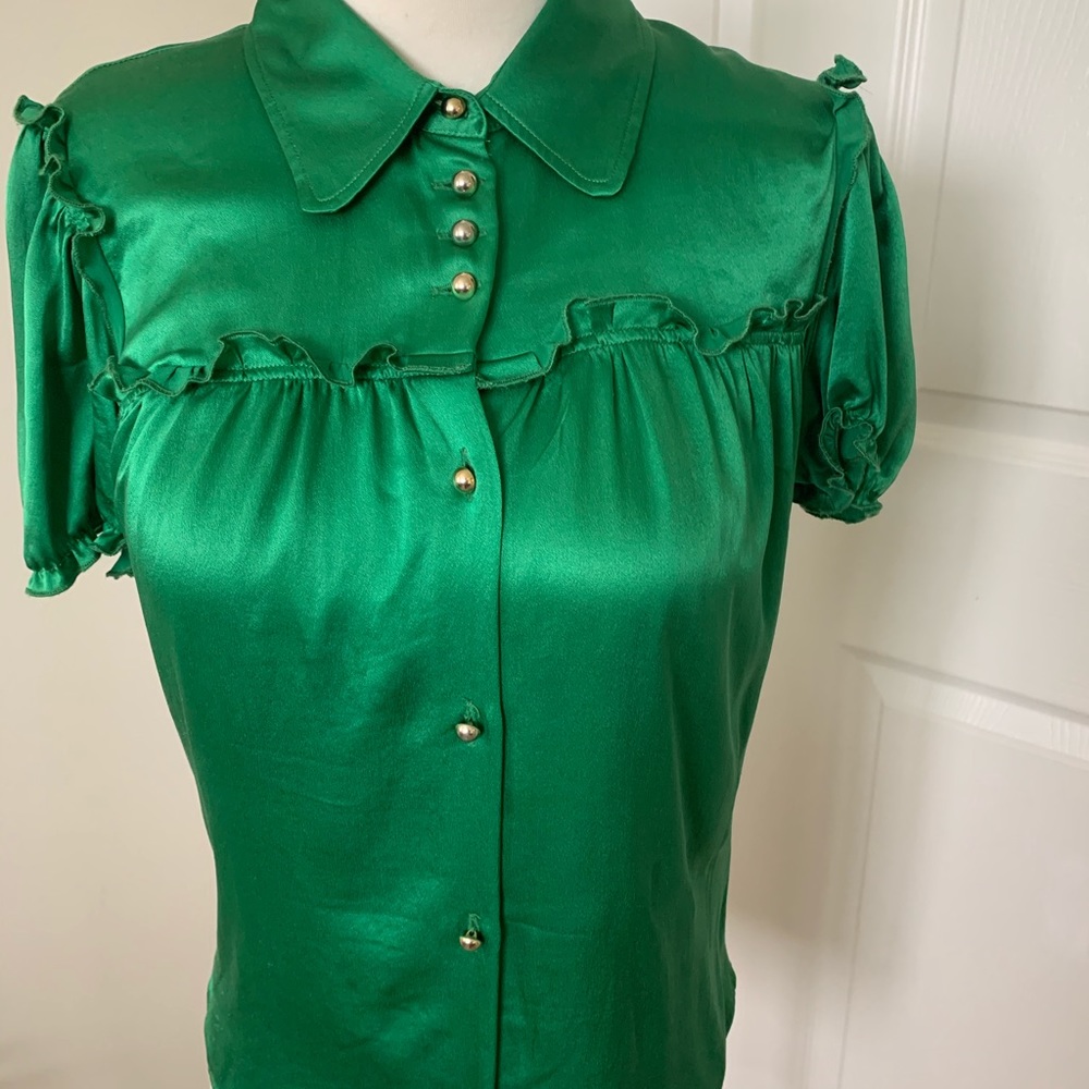 Bright green  silky beautiful blouse